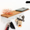 Astrein® | Schlüsselbrett mit 6 Haken | Schlüsselboard aus Holz | Eiche | Wandorganizer | Schlüsselkasten | Schlüsselhalter mit Ablage | Schlüsselaufbewahrung Metall weiß | 30x8x8cm