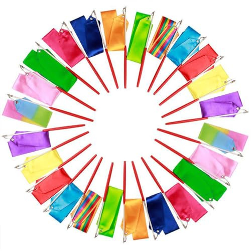 Yumatch 8 PCS Dance Ribbons Rhythmic Gymnastics Ribbon Gym Dancing Streamers with Twirling Baton Stick for Kids Artistic Dancing 2 Meters Gymnastics Ribbon Assorted Colors