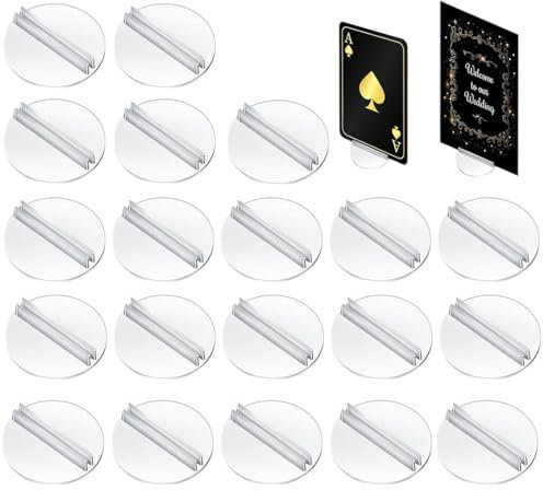 VAEIORP 20 Pcs Kartenständer Transparenter Kunststoff Visitenkartenhalter Schreibtisch-Tischkartenständer Spielkartenständer für Visitenkarten Spieletiketten Menüs Preisschilder