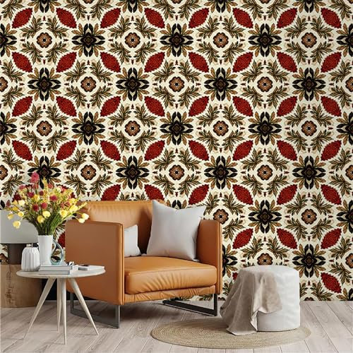 Selbstklebende Tapete Schwarz Rot Beige Strukturtapete Wandtattoo Schlafzimmer Tapete Selbstklebend Vliestapete Wallpaper for Living Room Tapeten Wandschutzfolie 45x600cm