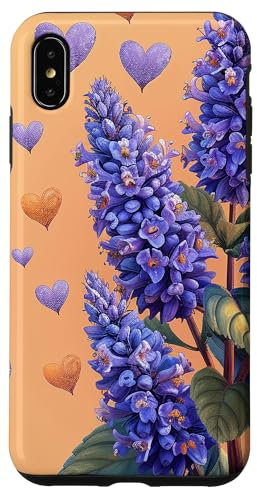 iPhone XS Max Anise Hyssop Flowers With Hearts Around Boho Style Graphic Case