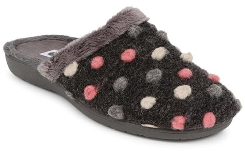 Pavers Womens Cushioned Mule Slippers Dark Grey Multi Size 5