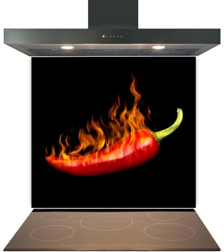 Glass Kitchen Splashback Panel – Design 2004, 60x60cm, 6mm Toughened Heat Resistant Tempered Glass Hob Backsplash with Polished Edges, Easy Clean Cooker Wall Protector for Modern Kitchen Cooker & Hob