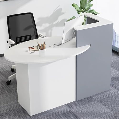 Rezeption Counter Tresen Bar Theke Empfangstheke Empfangstresen Rezeptionstheke Computerschrank Tisch Verkaufstheke Thekentisch Büromöbel Kassentisch mit Schubladen und Stauschrank für Nagelstudio(Whi