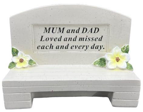 Special Mum and Dad Graveside Memorial Bench Grave Plaque Ornament Decoration Loved and Missed