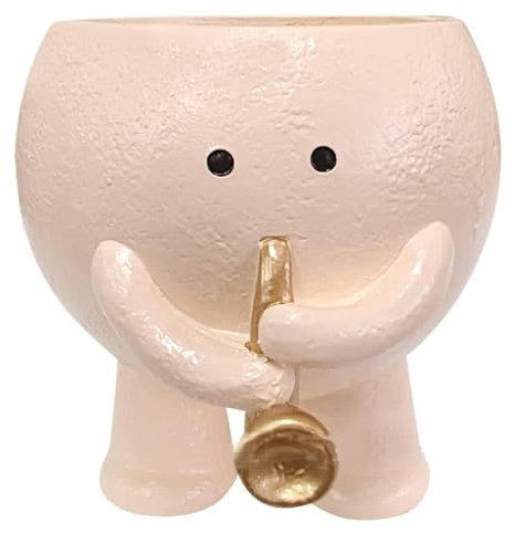 Macetas suculentas, maceta de resina,Maceta de resina al aire libre | Maceta de s suculentas en forma de saxofón soplando, Macetas de cabeza de flor de resina con cara sonriente para i