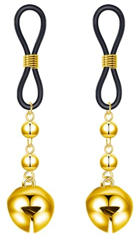 Gojewen 2er Fake Brustwarzenpiercing Clips on Nippel Ring Faux Bruspiercing mit Anhänger Kein Piercing Nipple Ring Damen Frau