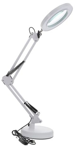 Veemoon Led Magnifying Lamp 5X Magnifier Light and Foldable Base, Bright Desk Magnifying Glass Lamp for Beauty, Nail Art, Tattoo and Embroidery Work