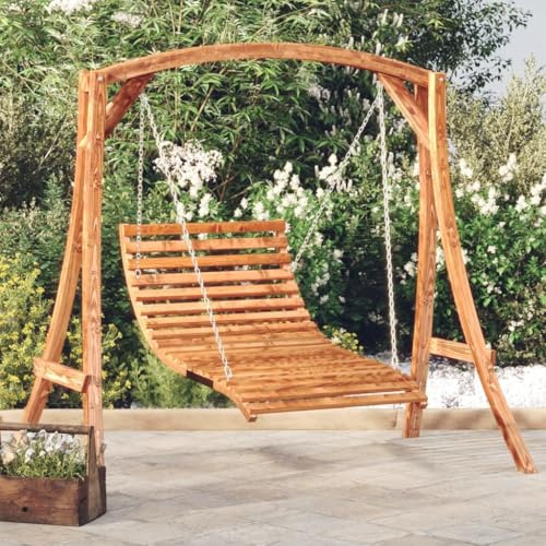 Genérico Tumbona Columpio con Acabado Teca Madera Maciza Abeto,Balancines de jardín-3200615