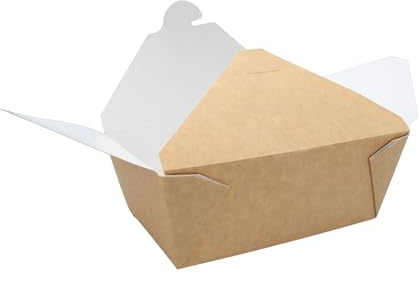 NATURA DENTRO - ECOPACKAGING Contenitore Alimenti Kraft, pz.300, Coperchio Richiudibile, Monoporzione, Biodegradabile, Fingerfood, Take Away| 153x121x66 mm