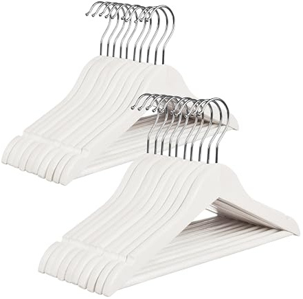 OGIVO Kleiderbügel Kinder Holz 20er Set 32cm (Weiß) 360° drehbarer Haken | für Babys und Kleinkinder, 360° drehbarer Haken, Hangers Clothes