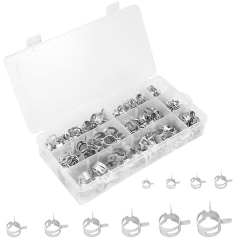 Sctmda Colliers de Serrage à Ressort 120 Pièces Collier de Serrage Inox Réglable 6/7/8/9/10/12/13/14/15/16mm Clip à Ressort Tuyau Serrage Collier Durite Serre-Joints à Tuyaux pour Tuyau D'eau Piscine