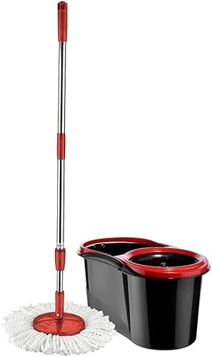 Spin Mop and Bucket Set | 16 Litres | Microfibre Mop Head | Long Handle Extendable Stainless Steel | Floor Cleaning | 360° Rotating Mop with Easy Wringer | Wet and Dry