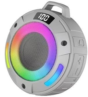 Tragbarer Mini Bluetooth Lautsprecher, Musikbox Bluetooth mit Licht, Kräftiger Klang, IP68 Wasserdicht/Staubdicht, Schwimmfähig, 20h Spielzeit, TWS & TF-Karte, Bluetooth Box für Dusche/Wandern/Reisen