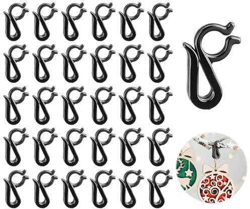 Gutter Hooks for Outdoor Lights, 30PCS Mini Plastic S Gutter Clips Hooks for Hanging Outside String Lights Black S Gutter Clip for Icicle Fairy Lights Christmas Halloween Garden Tree Decorations