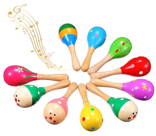 Maracas de madera, martillo de arena, 10 unidades, percusión, madera, maracas, coctelera, instrumentos musicales para entrenar el ritmo de la música, color aleatorio