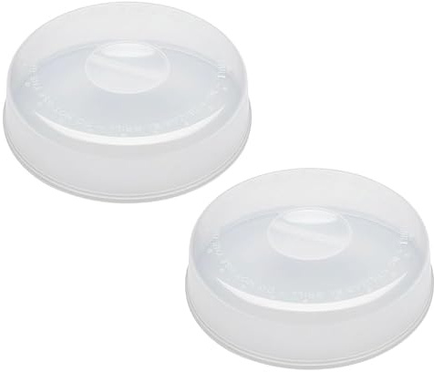 meberg PF11206_x2 Mikrowellendeckel flach 2er Set 26,5 cm BPA frei Kunststoff Mikrowellenabdeckhaube Mikrowellenhaube transparent Mikrowellebabdeckung Abdeckung Mikrowelle