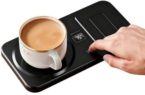 Calentador De Café | Base Calefactora Inalámbrica para Tazas - Cargador Portátil para Móvil Y Reloj Escritorio Mesilla Cocina Oficina - Uso En Viajes