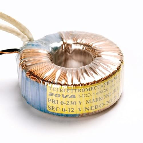 Transformador toroidal 20 VA modelo 149220 20 W halógeno, transformador electrónico 230 V, 12 V, transformador toroidal regulable, color azul