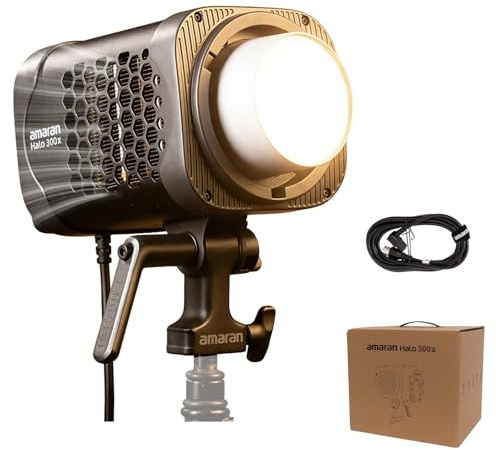 Amaran Halo 300x - Luz de Video LED COB 305 W, CCT 2700 K - 6500 K | montura Bowens, luz continua, 16 200 lux a 1 m, 9 efectos, control por aplicación para fotografía, fabricada por Aputure