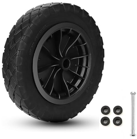 14” Solid PU Wheelbarrow Wheel, 3.50-8 Puncture Proof Tire with Steel Rim, Heavy Duty Replacement Wheel for Garden Trolley, Wheelbarrow, Go Kart, Cart