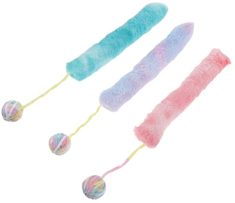 SHINEOFI Lot de 3 Jouets en Peluche Douce pour Chat D'intérieur Coussins Interactifs à Mâcher avec Bâtonnets Colorés à Pédales pour Chaton et Chat Kicker pour Jeu Actif et Stimulation