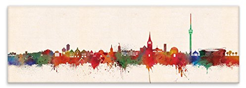Kunstbruder Kunstdrucke 1 Teilig Fertig zum Aufhängen - Skyline Wandbild Städte Color 30x90cm Stuttgart - Kunst Druck auf Leinwanddrucke