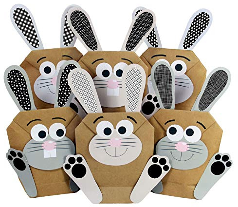 Papierdrachen 12 DIY Osterhasen Tüten - Bunte Geschenktüten zu Ostern zum selber Befüllen - Frühling – zum Verpacken von Geschenken für Kinder und Erwachsene