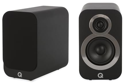 Q ACOUSTICS 3010i Compact Bookshelf Speakers Pair Carbon Black - Featuring 2-way Reflex Enclosure Type, 100mm (4) Bass Driver, and 22mm (0.9) Tweeter - Stereo Hifi/Passive