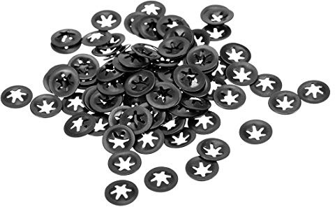 Sourcing map M3 Starlock Rondelles 2,5 mm I.D. 9 mm O.D. Interne Verrouillage Dent Rondelles Push-On Verrouillage Vitesse Clip 65Mn Finition Oxyde Noir 100pcs