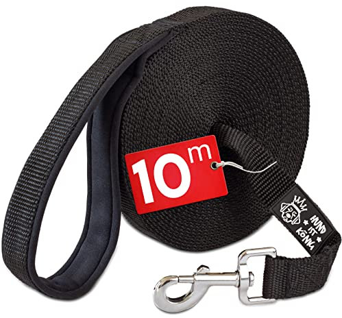 HUND IST KÖNIG Schleppleine 10m für Hunde - Hundeleine 10m mit Griffpolster - Robuste Hunde Schleppleine, wasserabweisend & schmutzunempfindlich - für erfolgreiches Hundetraining inkl. eBook