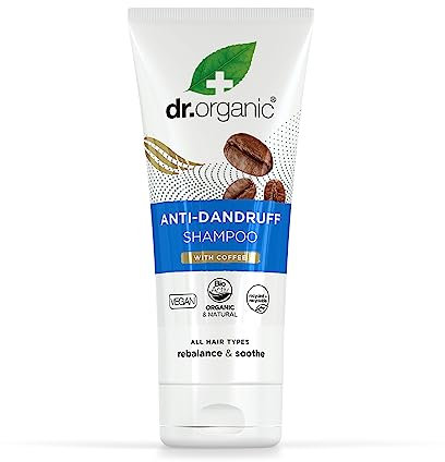 Dr Organic Shampoo Anti-Forfora al Caffè, Cuoio Capelluto Sano, Per Uomini, Per Donne, Naturale, Vegano, Cruelty-Free, Senza Parabeni e SLS, Riciclato e Riciclabile, Biologico, 200ml