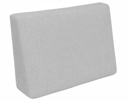 POKAR Cuscino-schienale laterale 60x40cm per Divano da Giardino, fodere asportabile e lavabile, Spalliera per Bancali, Interno ed Esterno, schiuma fredda, DYI - fai da te, senza Pallet, grigio