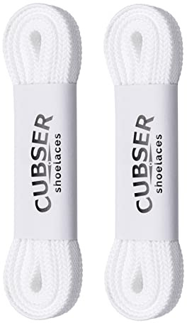 CUBSER Flat Shoelaces (2 Pairs) Quality Durable Wide(9mm) Shoe Laces for Sneakers and Trainers Shoes