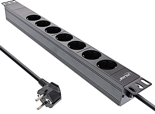 InLine® 19 Steckdosenleiste, 7-Fach Schutzkontakt, ohne Schalter, 2m, schwarz