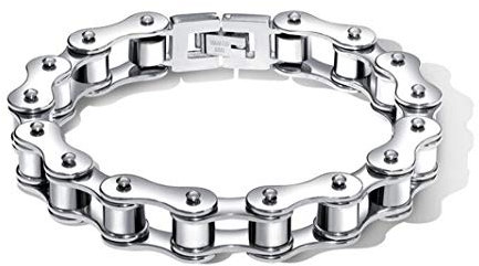 LAFATINA Mens Heavy Motorcycle Bicycle Link Chain Bracelet for Fathers Day Stainless Steel Masculine Bike Chain Bracelet Wristband