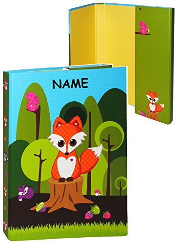 alles-meine.de GmbH Ordner/Sammelmappe - für A4 - Fuchs & Waldtiere - mit Name - Mappe Ordnungsmappe Hefter Heftbox A 4 / für Hefte, Zeitschriften, Zeichnungen ... / Ringbuch -..