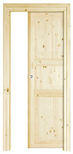 Kimono Casa - Porta Scorrevole a Scomparsa Interno Muro, Abete Grezzo Levigato, 210 x 70