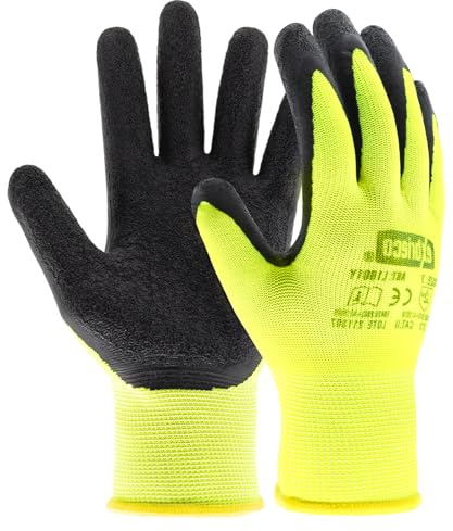 EXBRIECO 12, 6 oder 3 Paar, Arbeitshandschuhe, Schutzhandschuhe Polyester und Latex, PPE, 2131X, langlebig, leicht, abriebfest, Gartenarbeit, Reparaturen, Mechaniker.