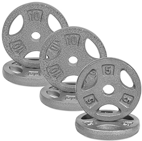 WF Athletic Supply Cast Iron 1-Inch Standard Grip Plate for Strength Training, Muscle Toning, Weight Loss & Crossfit - Multiple Choices Available, Gray 50LB Set 1