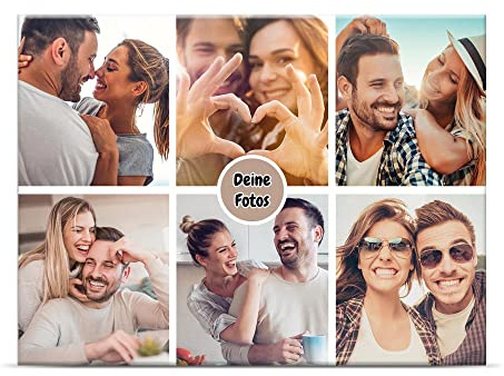 Fotomagnet selbst gestalten mit 6er Collage - 6 Fotos - Jahrestag Geschenk, personalisierte Geschenke | Querformat, 6 x 8 cm