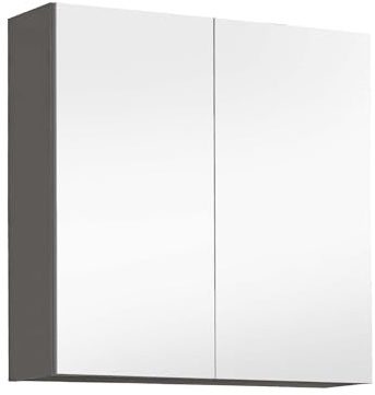 mokebo Bad Spiegelschrank 'Die Badenixe' (71x70x23 cm) Made in Germany, Badschrank schmal, Hängeschrank mit Spiegel & Badezimmerschrank aus Holz in Anthrazit Schwarz (auch als Badmöbel Set)