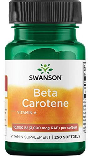 Swanson, Beta Carotene, 250 Softgels, 3000mcg Vitamin A je Dosis, Glutenfrei, GMO frei, Geschmacksneutral