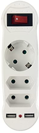 USB-Steckdose, Steckdosenleiste mit Schalter, USB-Stecker-Adapter, 5-in-1-Steckdose mit Schalter für Büro, Wohnzimmer (weiß)