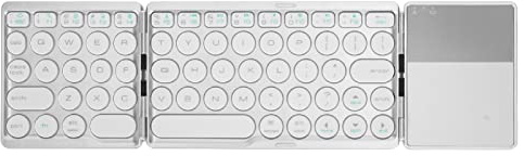 QESTO New Foldable Bluetooth Keyboard, 3 System Universal Round Key Portable Wireless Keyboard with Touchpad, Rechargeable Pocket Folding Keyboard, for IOS, for Android, for Windows (Black)