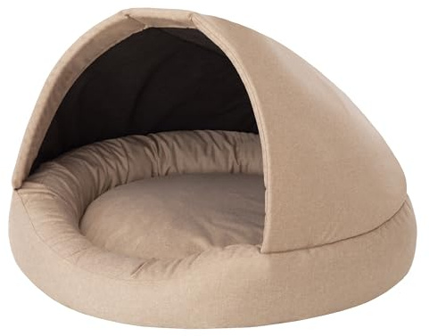 PillowPrim Cuccia 2 in 1 per cani e casetta per cani, cuccia in tessuto, cuccia per gatti, cuccia per cani, lettino per cani, posti letto, mobili per animali, beige, XL: 100 x 100 x 62 cm