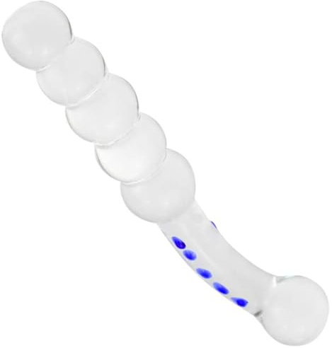 Consolador de Punto G de Vidrio, Consolador de Vidrio con Cuentas Anales Redondas, Tapón Anal de Pene de Doble Extremo de Cristal con Estimulador de Partículas Uso Multiusos Placer Masculino Femenino