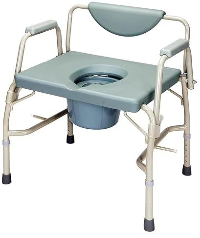 Heavy Duty Bariatric Extra Wide Stationary Commode Chair with drop arms - Takes 35 stone