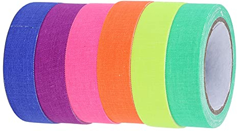 Yosoo Health Gear 6 Rouleaux Fluorescente Néon Ruban, 6 Couleurs Ruban Adhésif Fluorescent UV Blacklight Ruban Autocollant Fluorescent Fluorescente Neon Ruban Pour Décoration