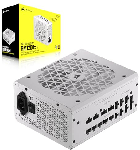 Corsair RM1200x SHIFT Vollmodulares ATX-Netzteil - Modulare Seitenschnittstelle - ATX 3.1- & PCIe 5.1-kompatibel - Null-Drehzahl-Lüftermodus - 105°C-Kondensatoren - 80 PLUS Gold-Effizienz - Weiß